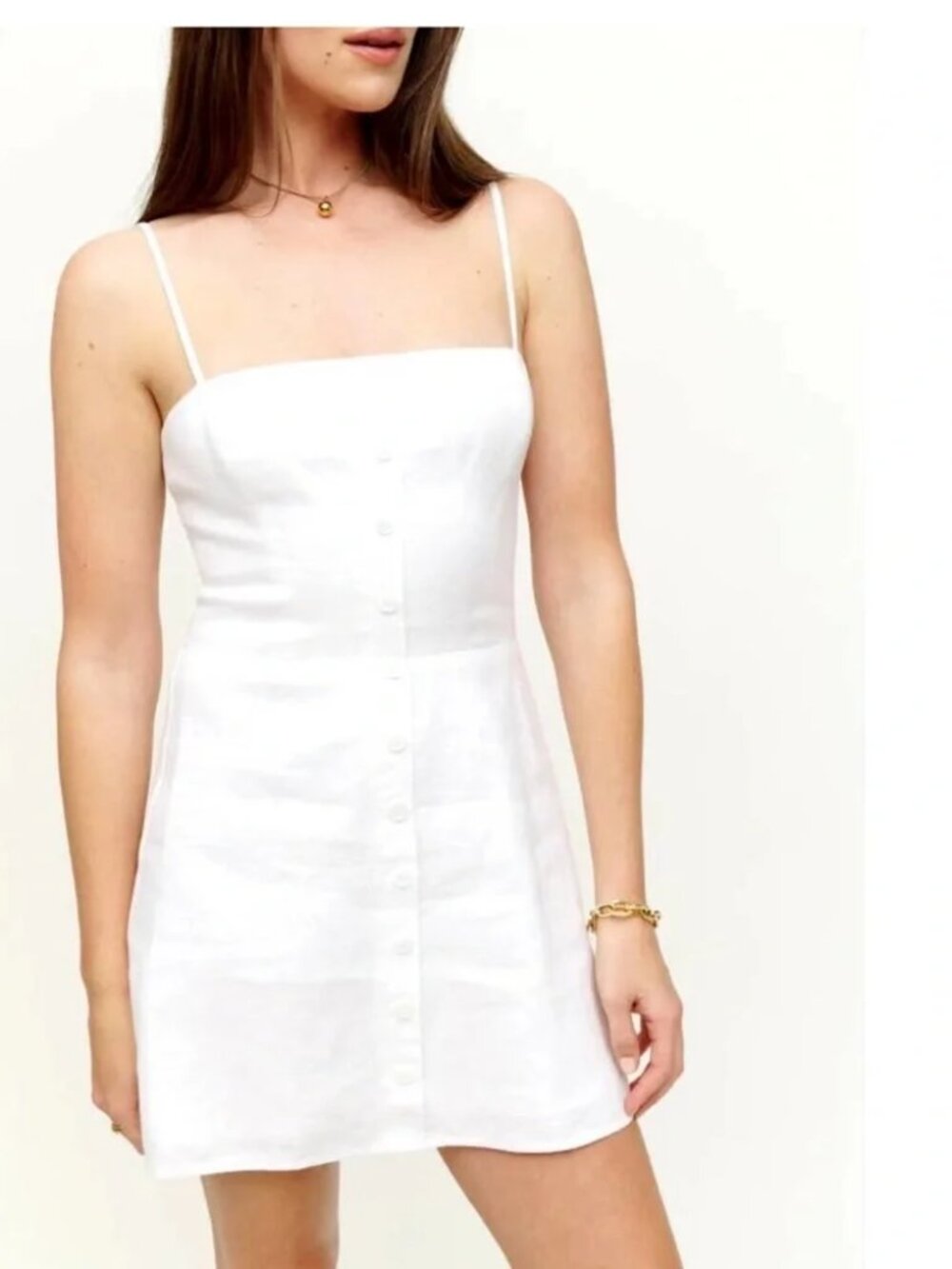 Reformation Huckleberry Linen Dress White - Size 10
